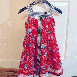 Girls floral Matilda Jane summer dress with gingham accents, size 6